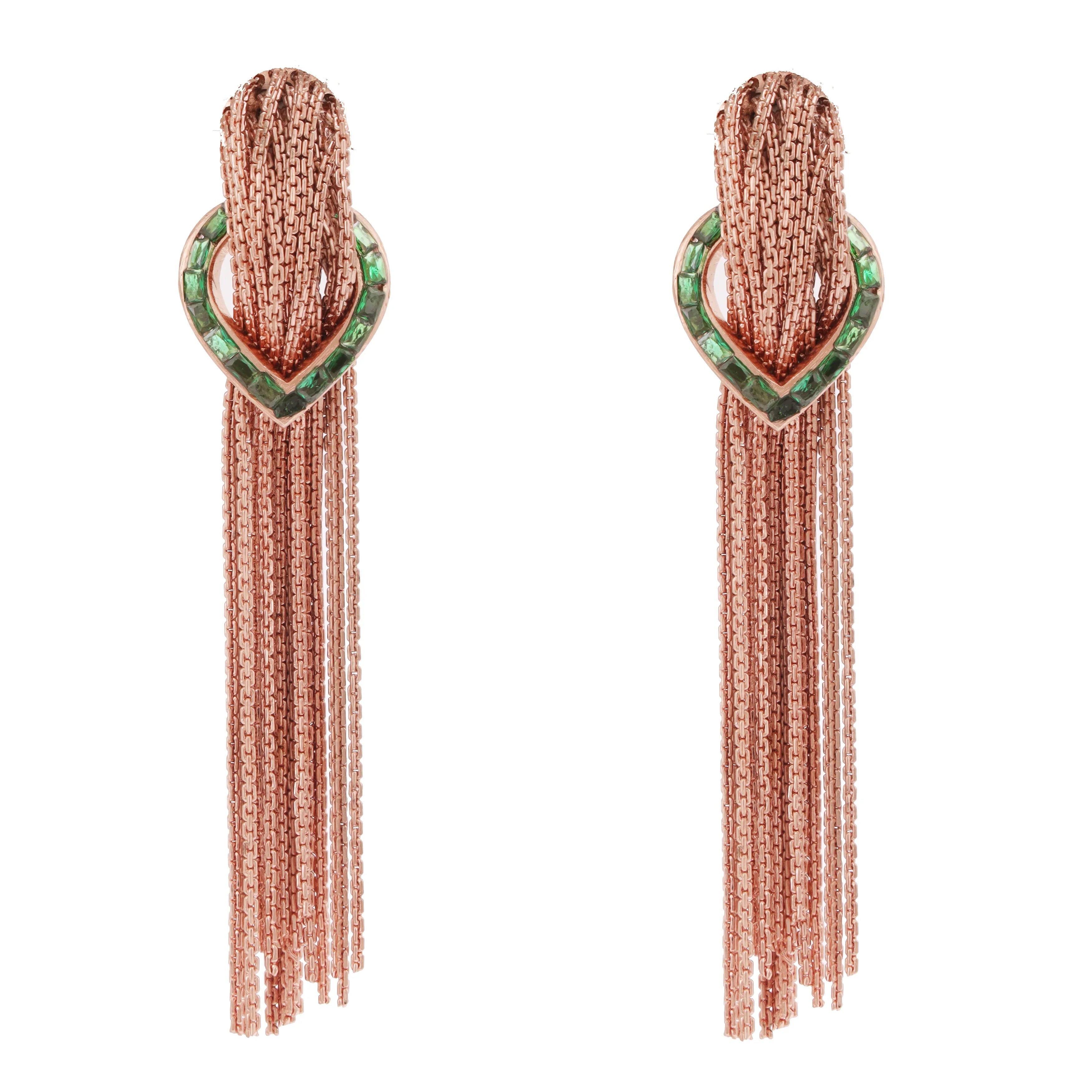 Rosegold Cascade Green Earrings