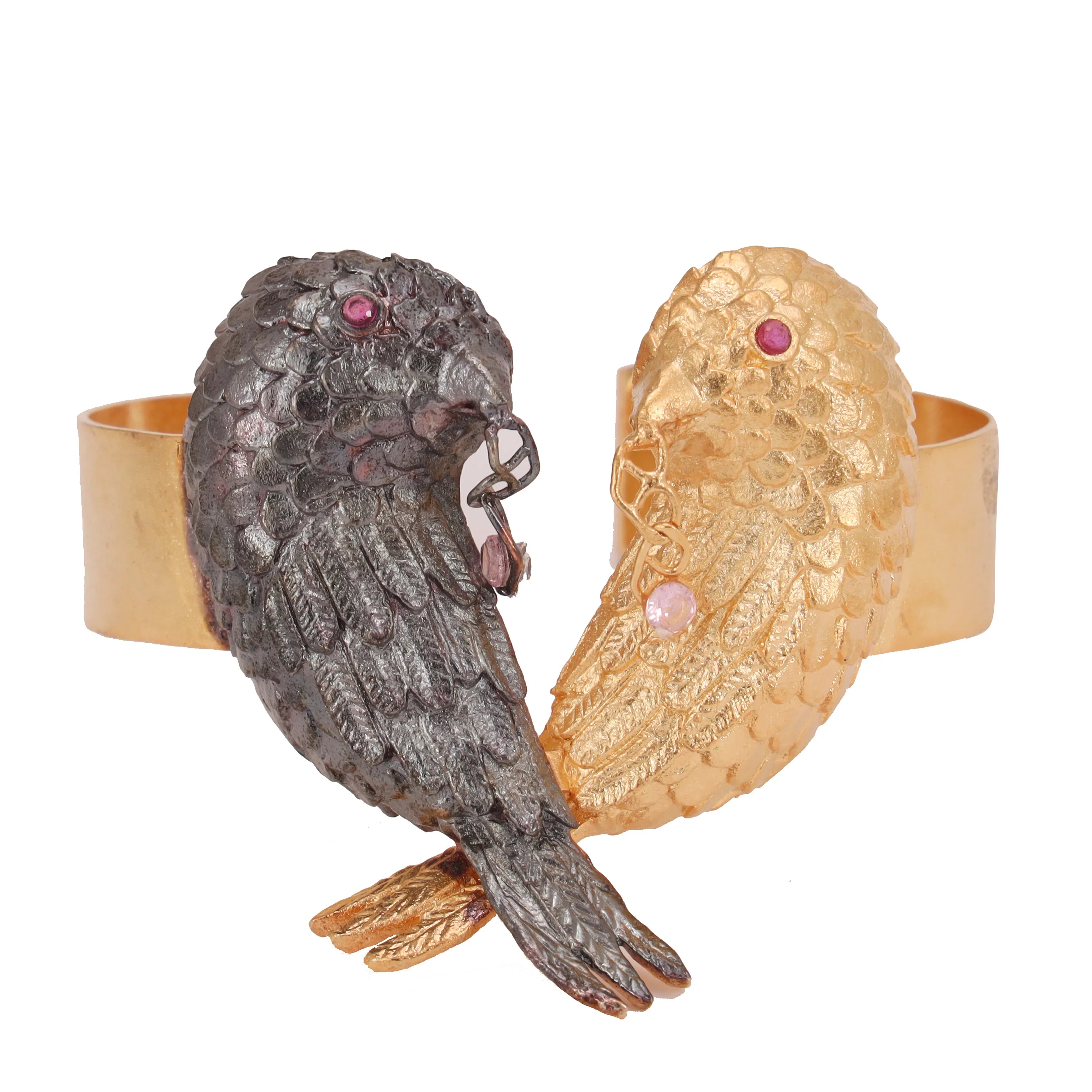 Black Love Gold Plated Bird Bracelet