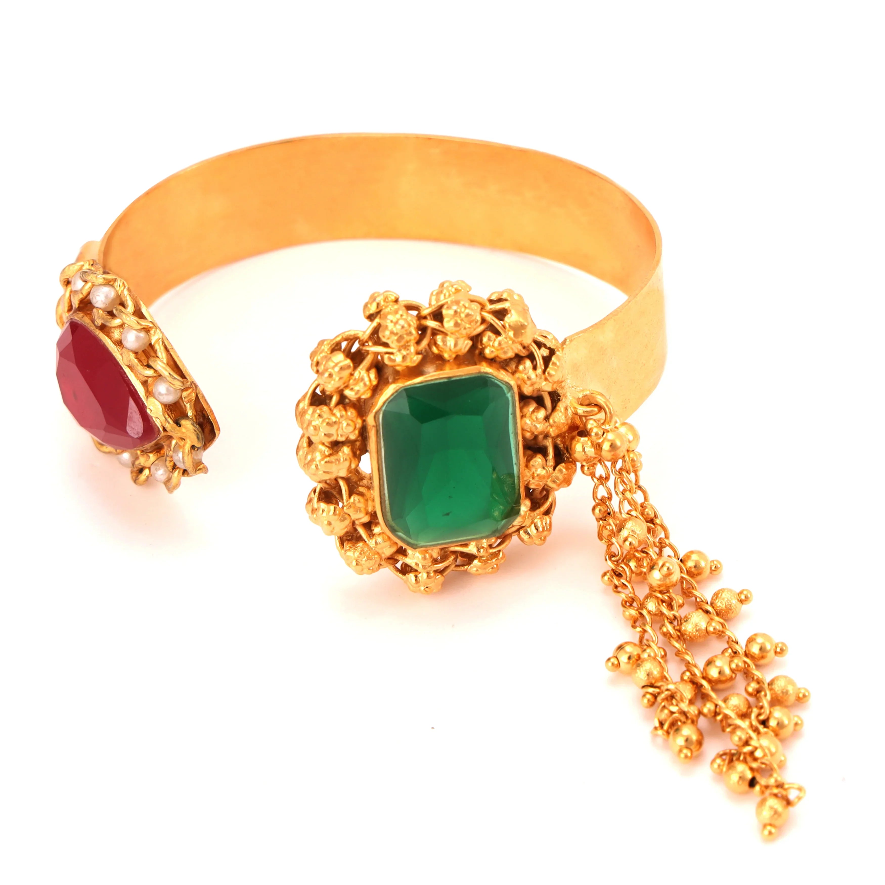 EMERALD CRIMSON ELEGANCE HANDCRAFTED BRACELET