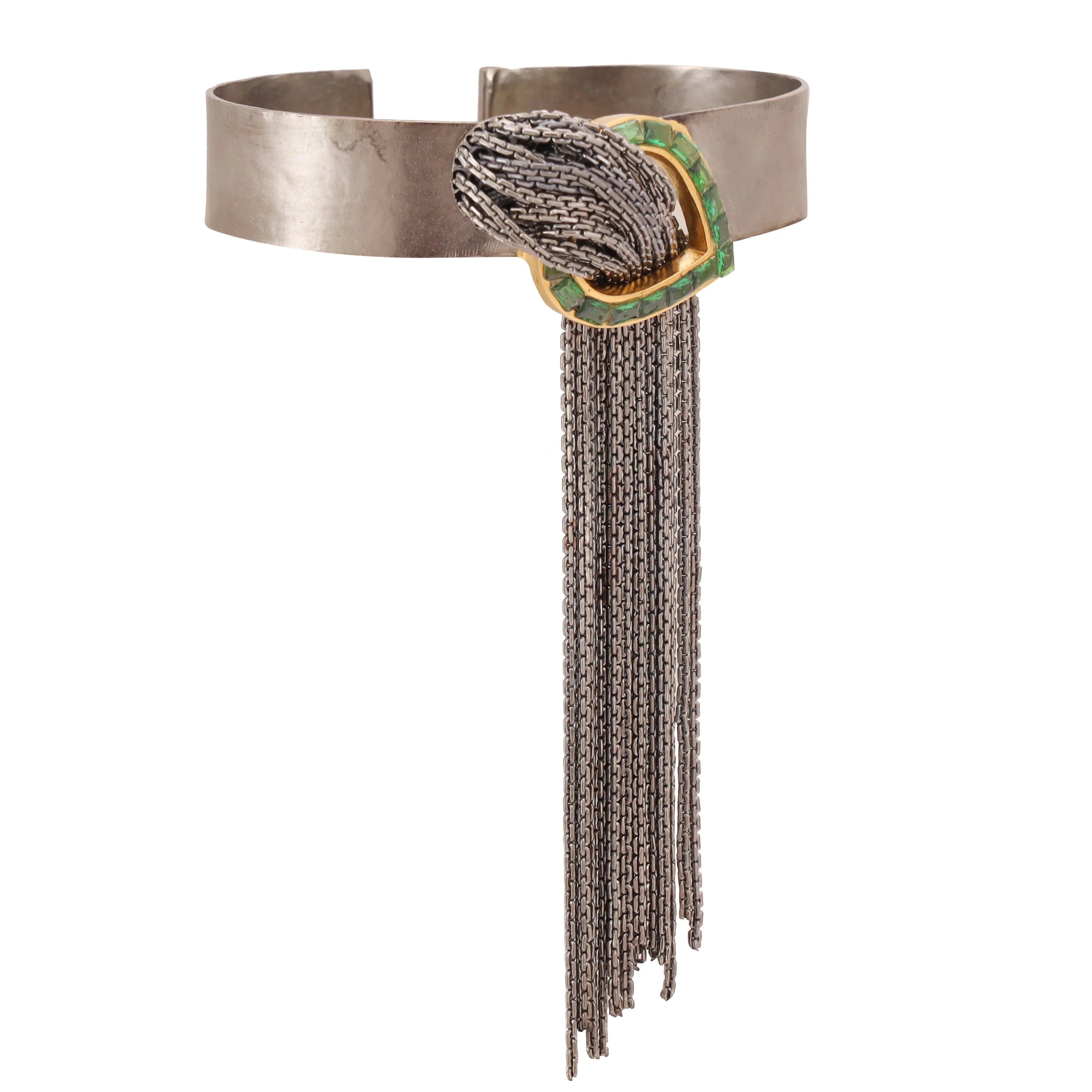 Pewter Cascade Green Bracelet