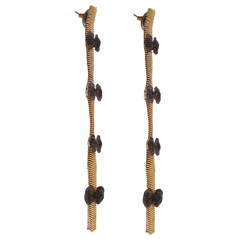 CORAL GOLD AND BLACK EARRINGS