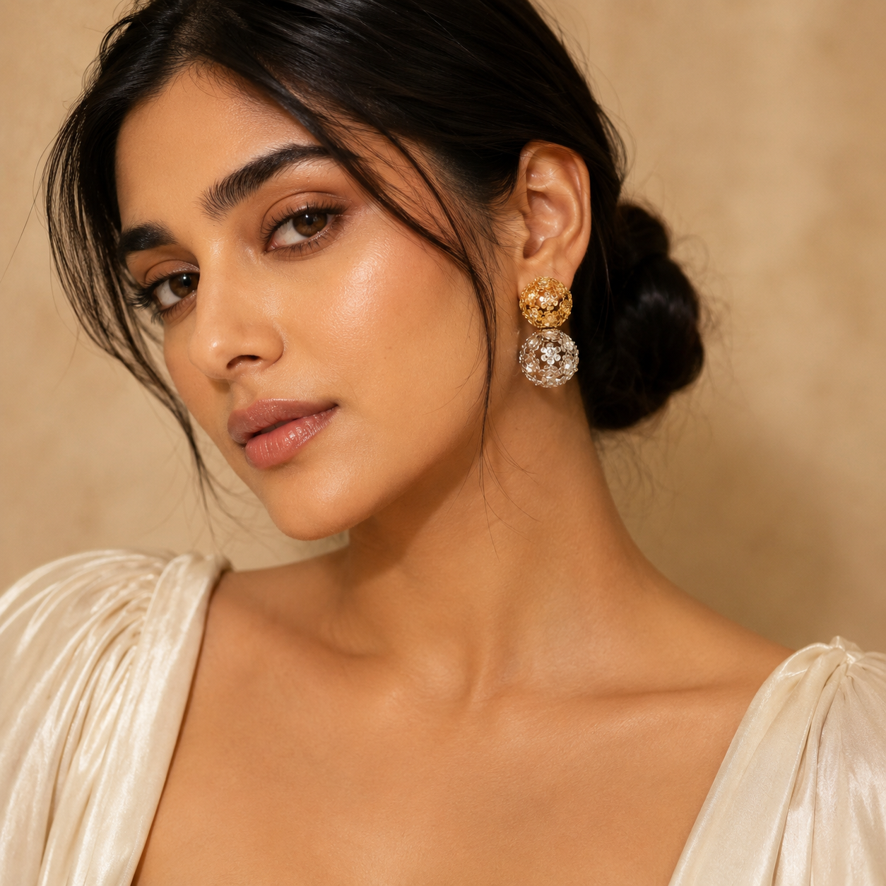 Gold Silver Sitara Earrings