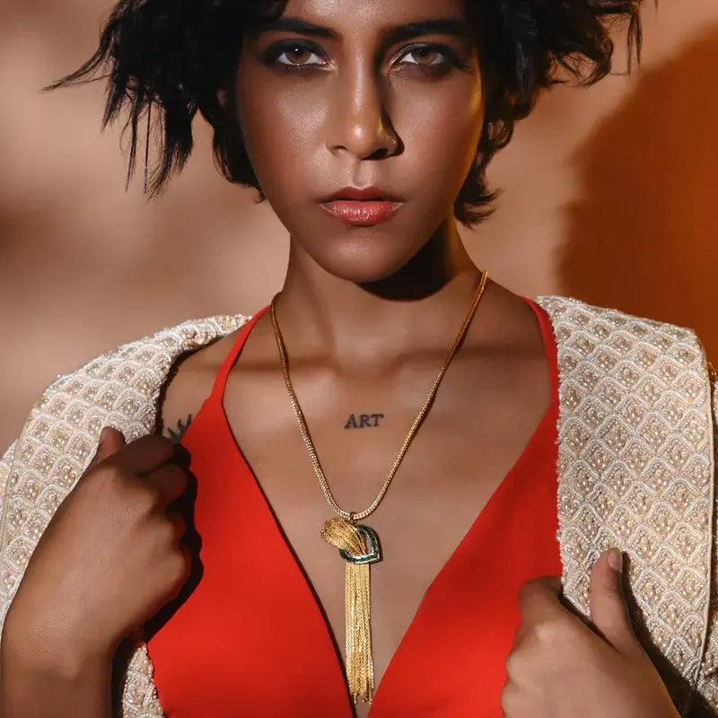 Golden Cascade Green Neckpiece