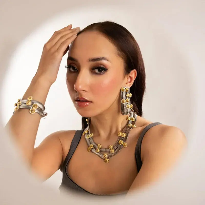 TROPIC AFFAIR SILVER AND GOLD NECKLACE