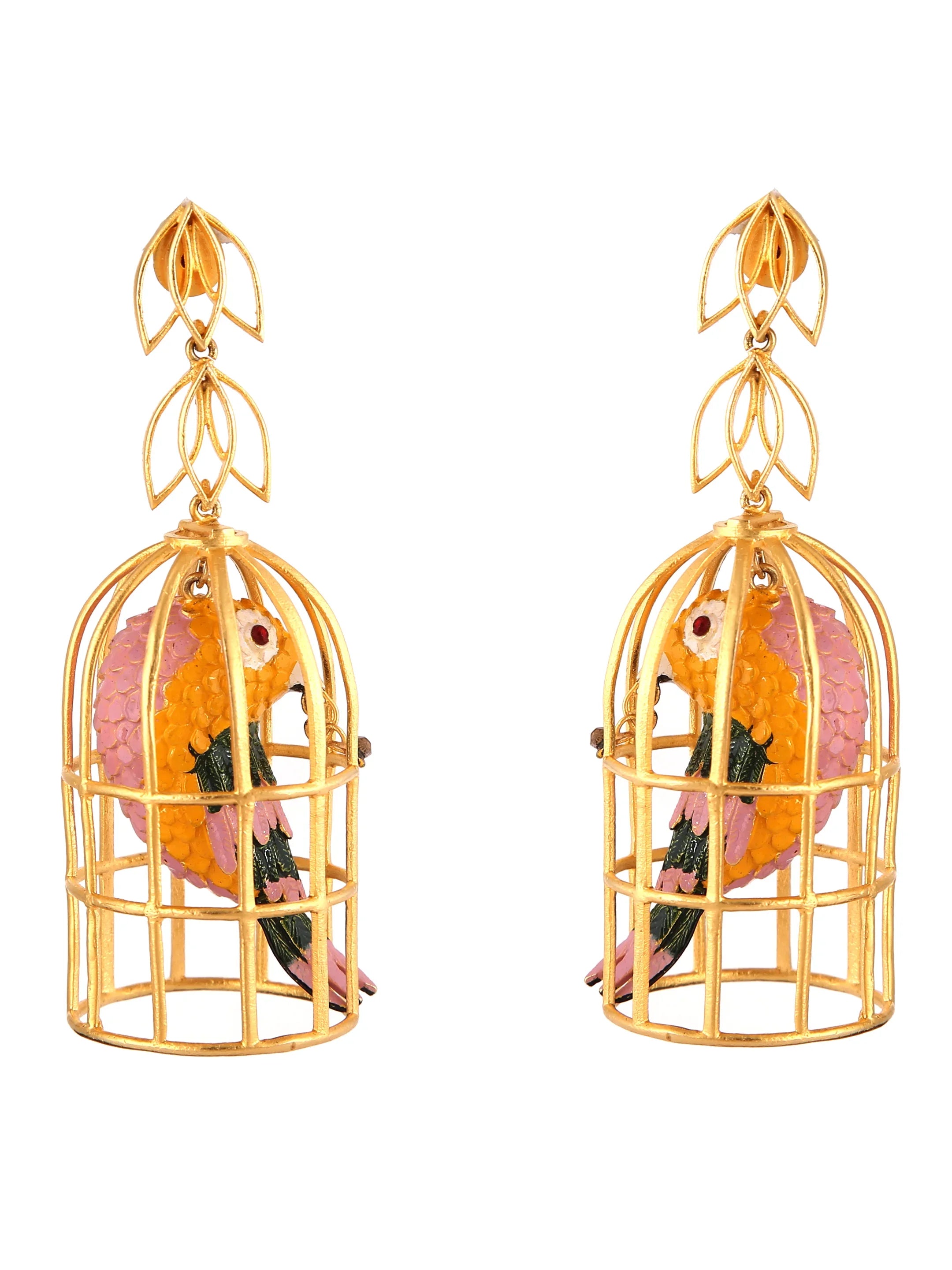 Caged Fantasies Gold Plated Earrings