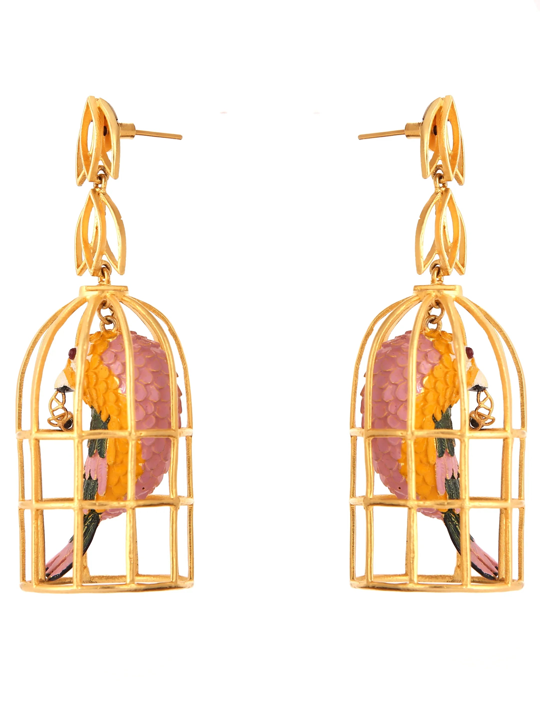 Caged Fantasies Gold Plated Earrings