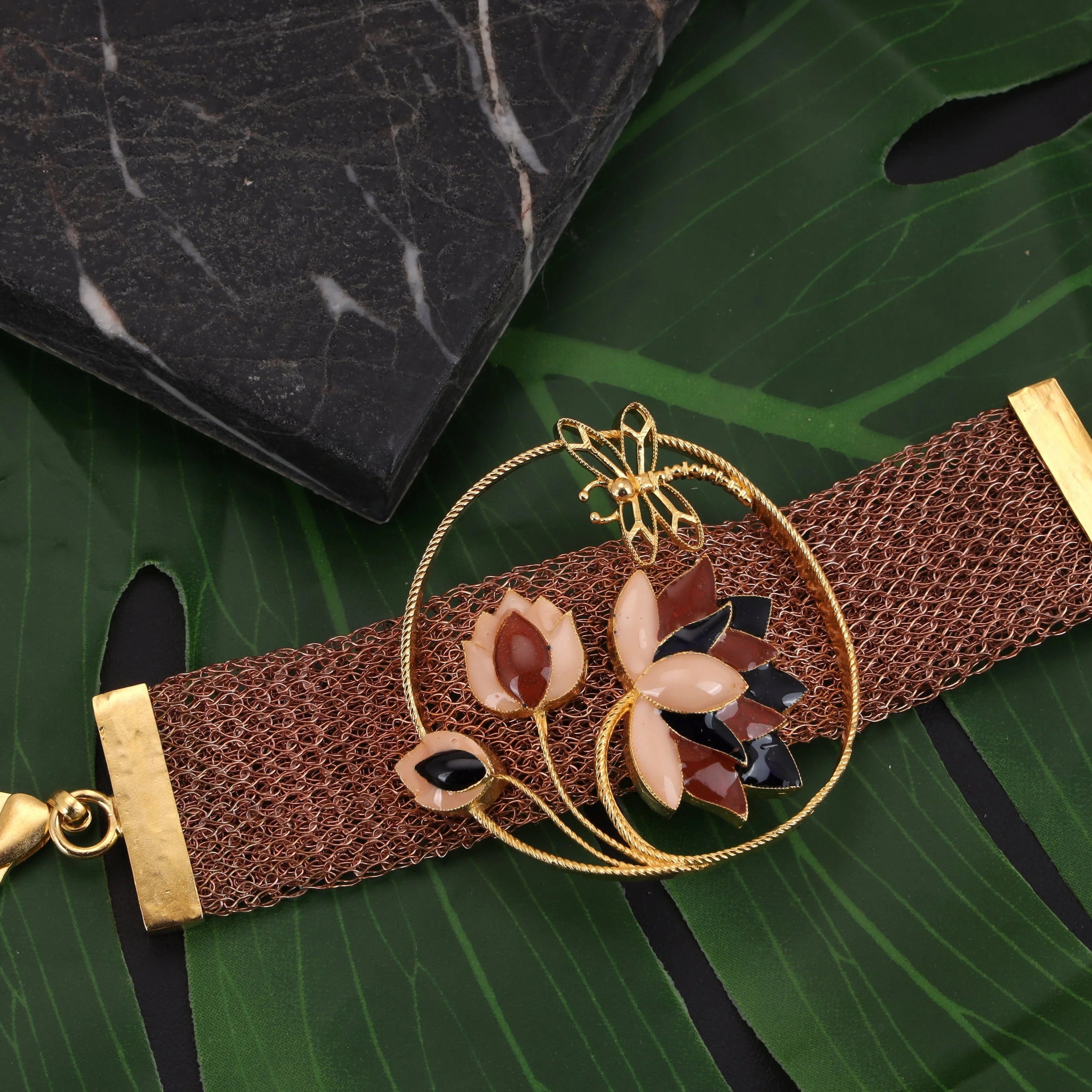 Rustic Weave Lotus Bracelet