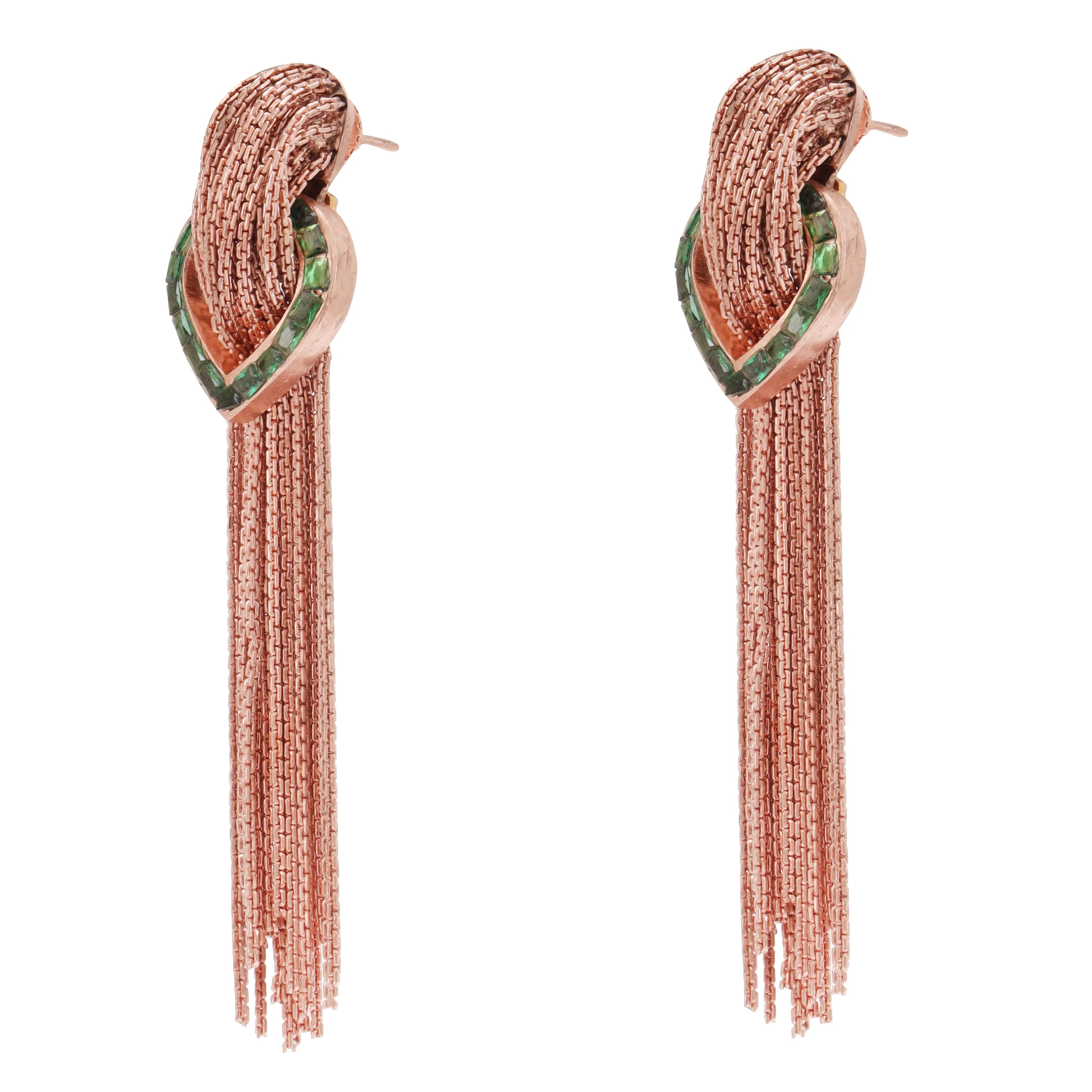 Rosegold Cascade Green Earrings
