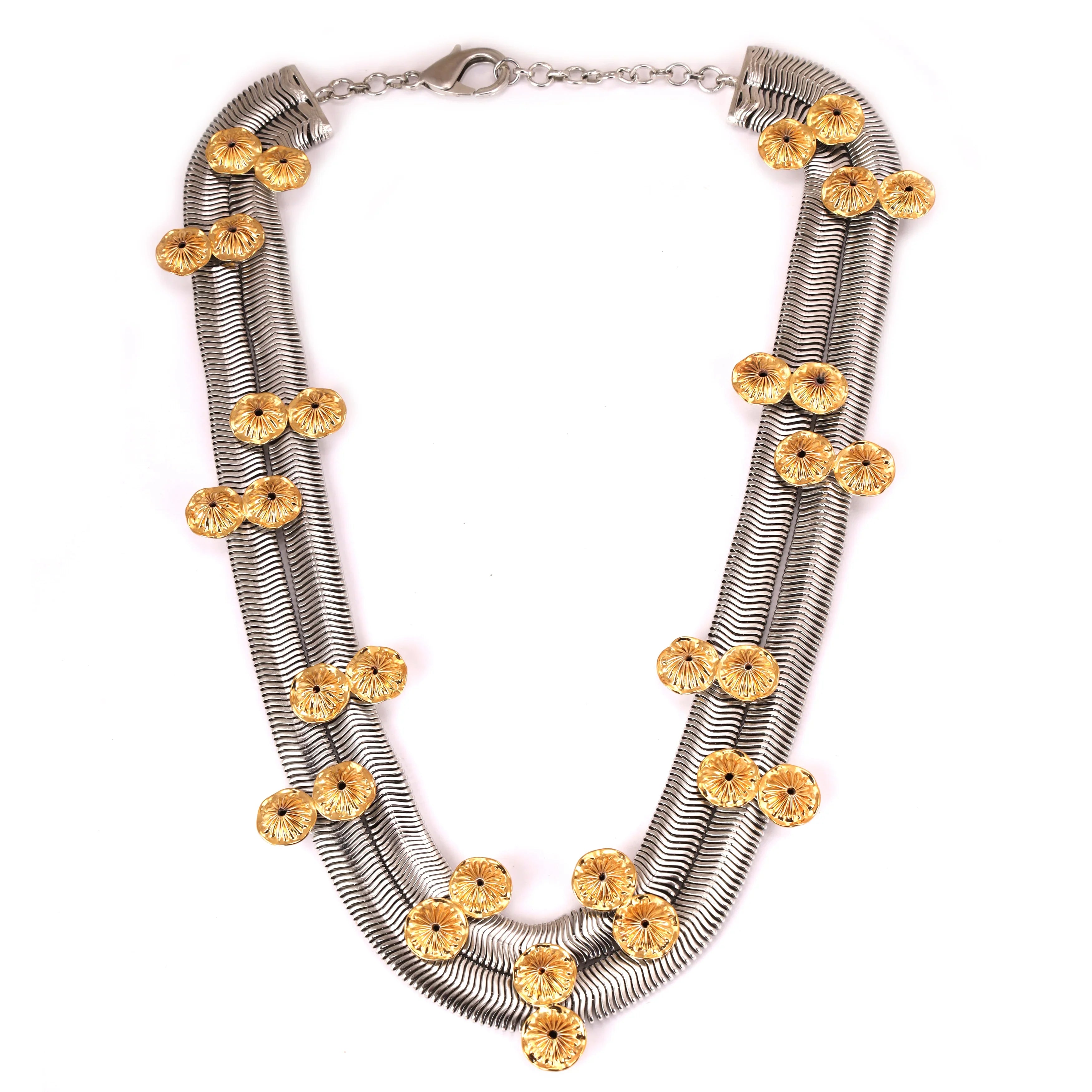 TROPIC AFFAIR SILVER AND GOLD NECKLACE