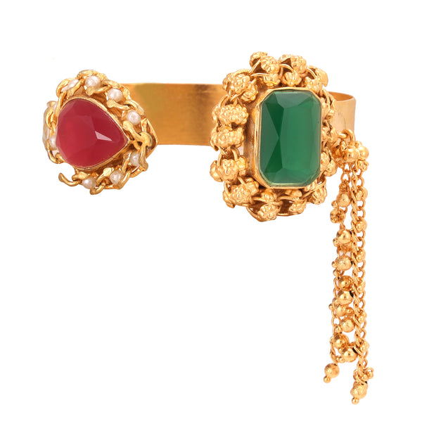 EMERALD CRIMSON ELEGANCE HANDCRAFTED BRACELET