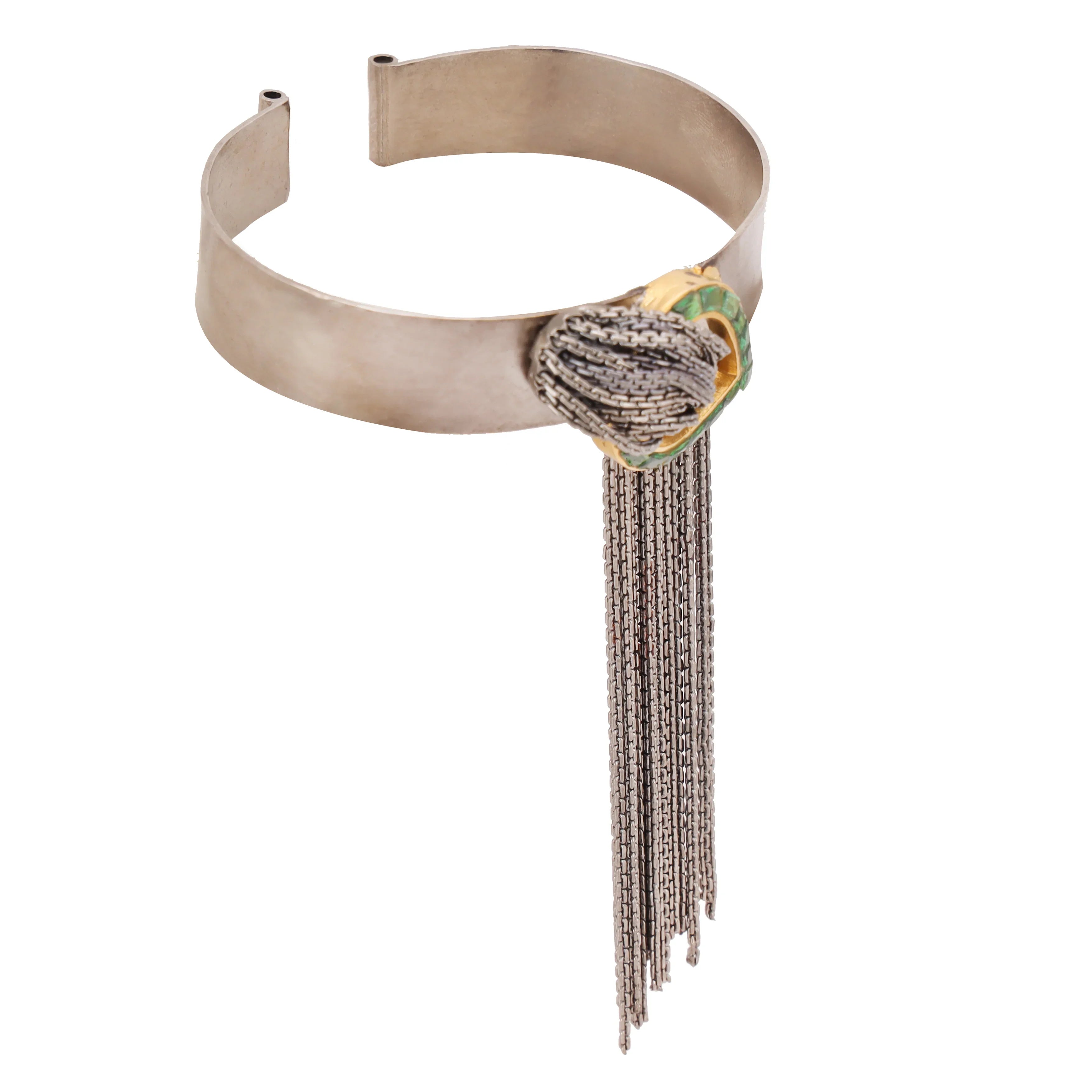 Pewter Cascade Green Bracelet