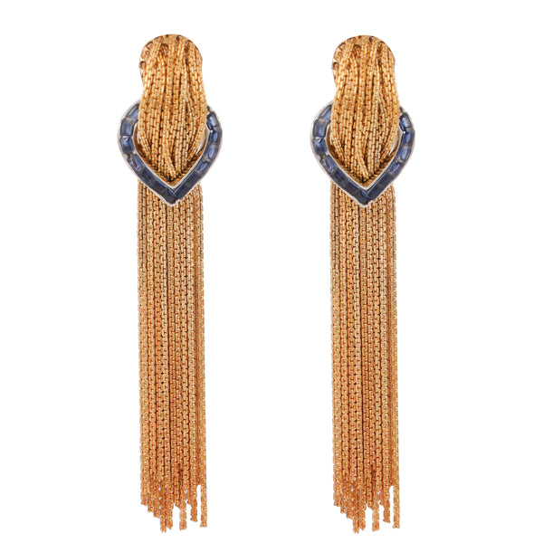 Golden Cascade Earrings (Blue)