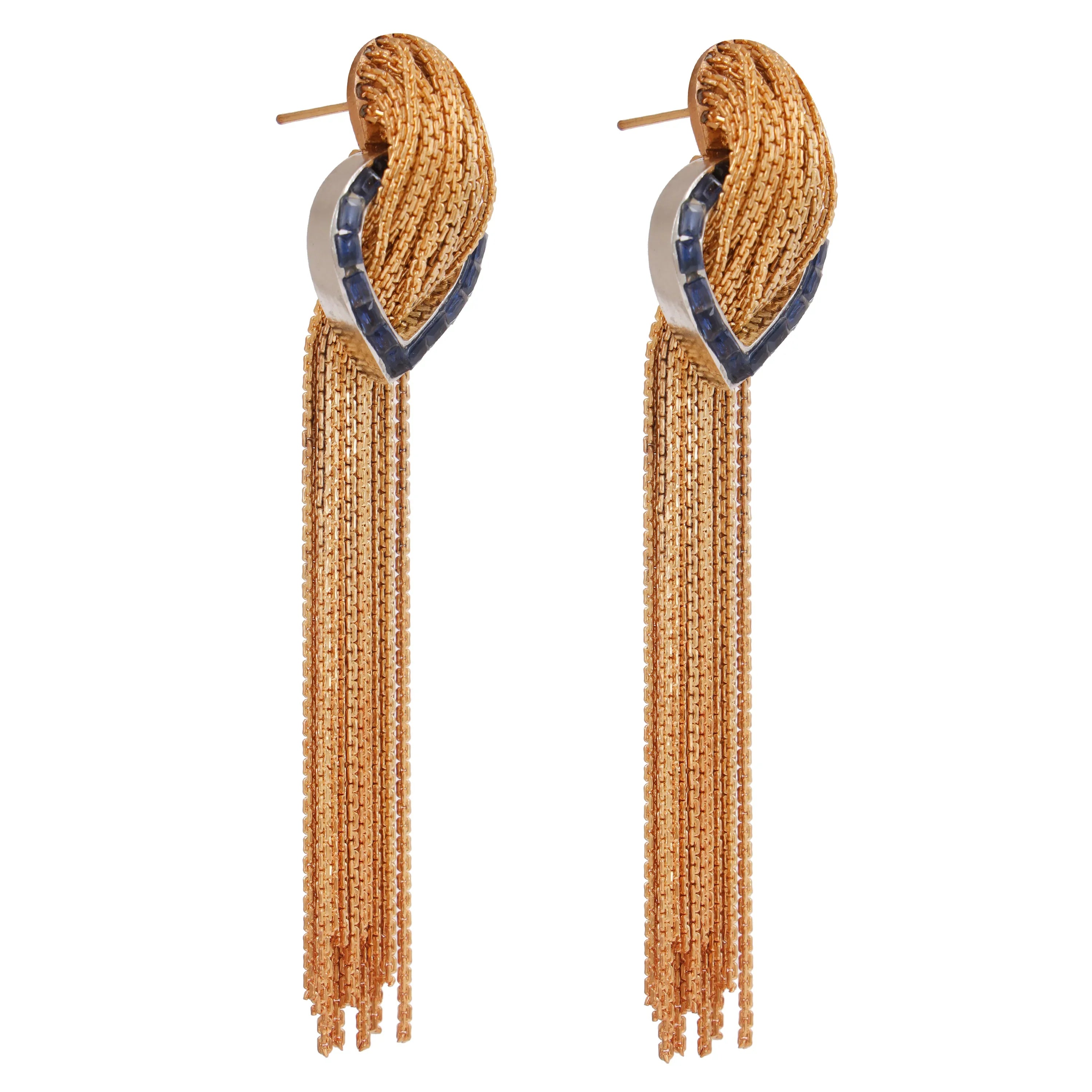 Golden Cascade Blue Earrings