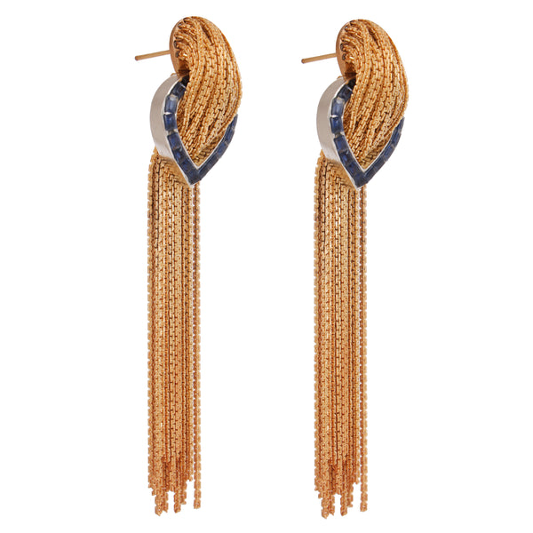 Golden Cascade Earrings (Blue)