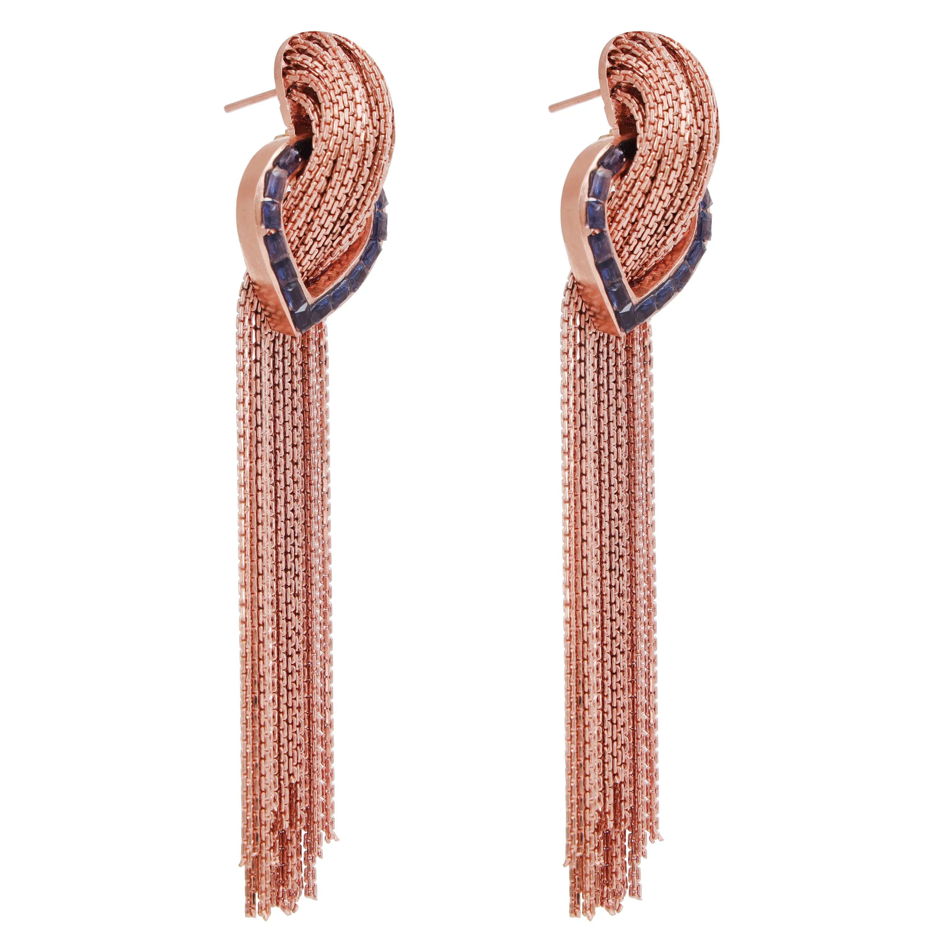 Rosegold Cascade Blue Earrings