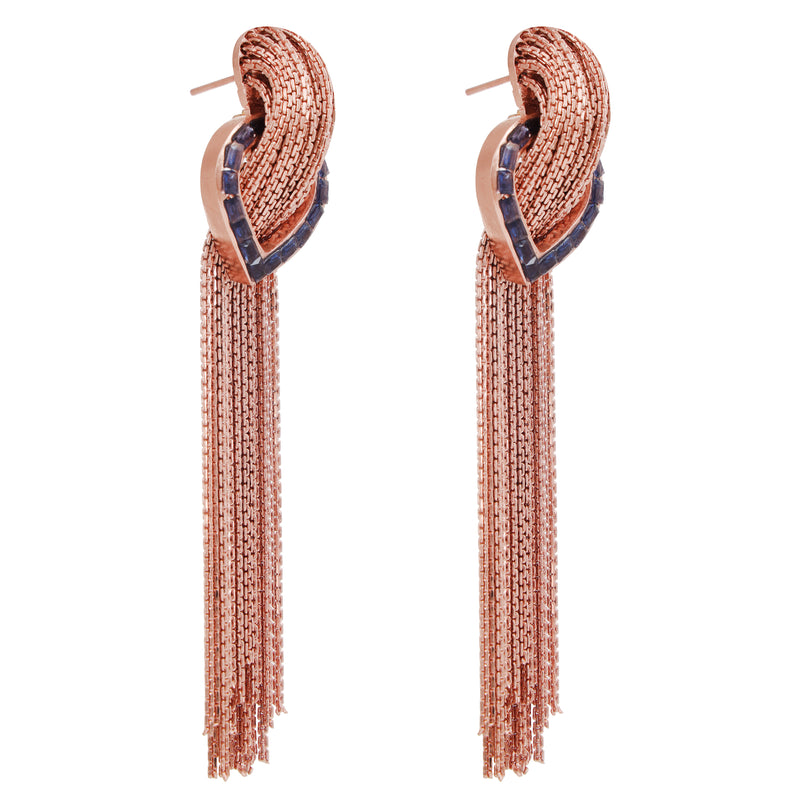 Rosegold Cascade Earrings(Blue)