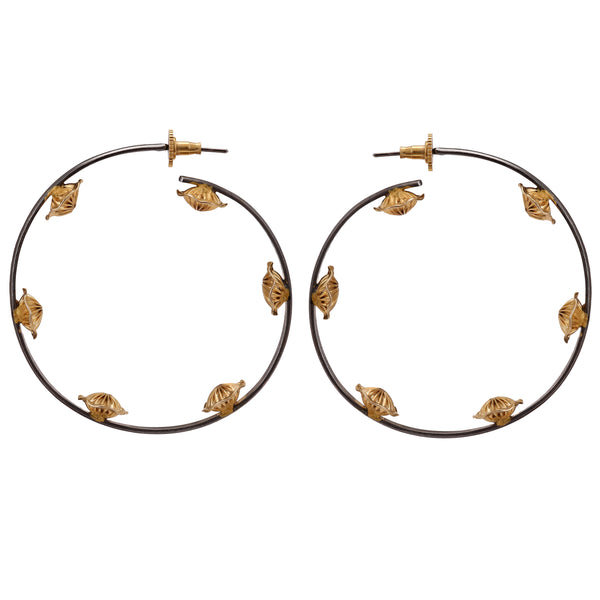 SERENITY BLACK AND GOLD HOOP EARRINGS