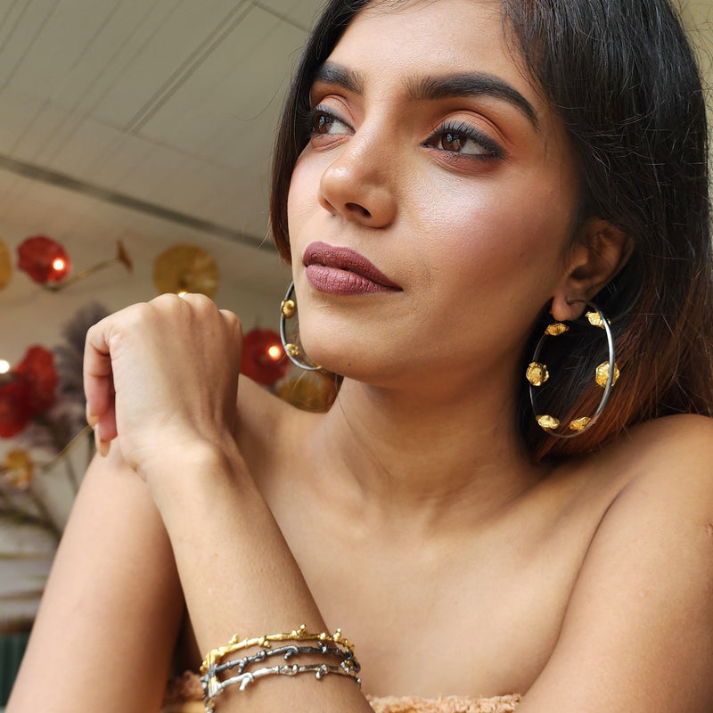 SERENITY BLACK AND GOLD HOOP EARRINGS