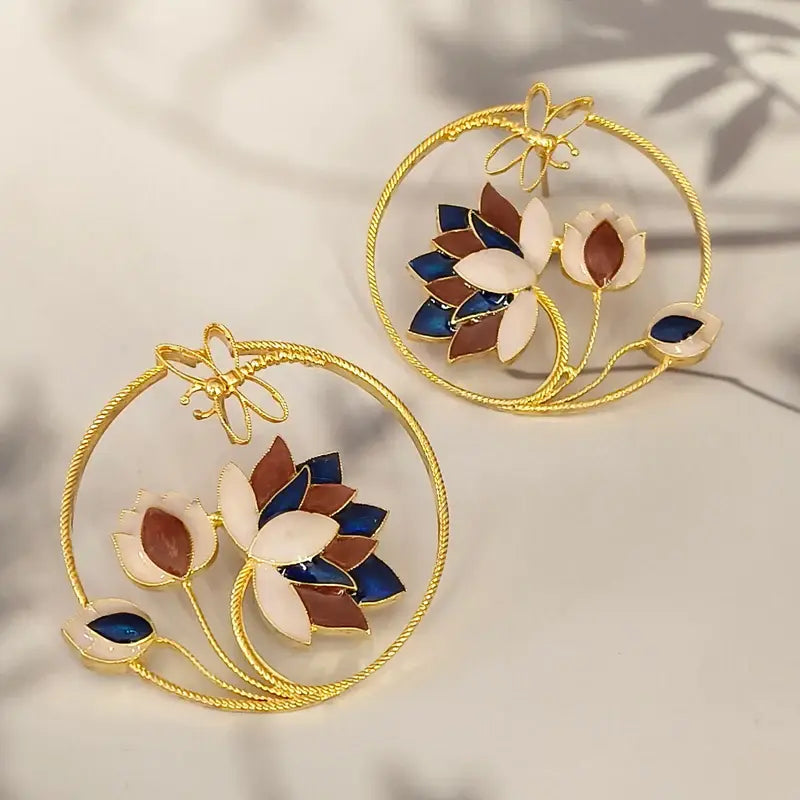 Artisinal Rustic Enameled Earrings
