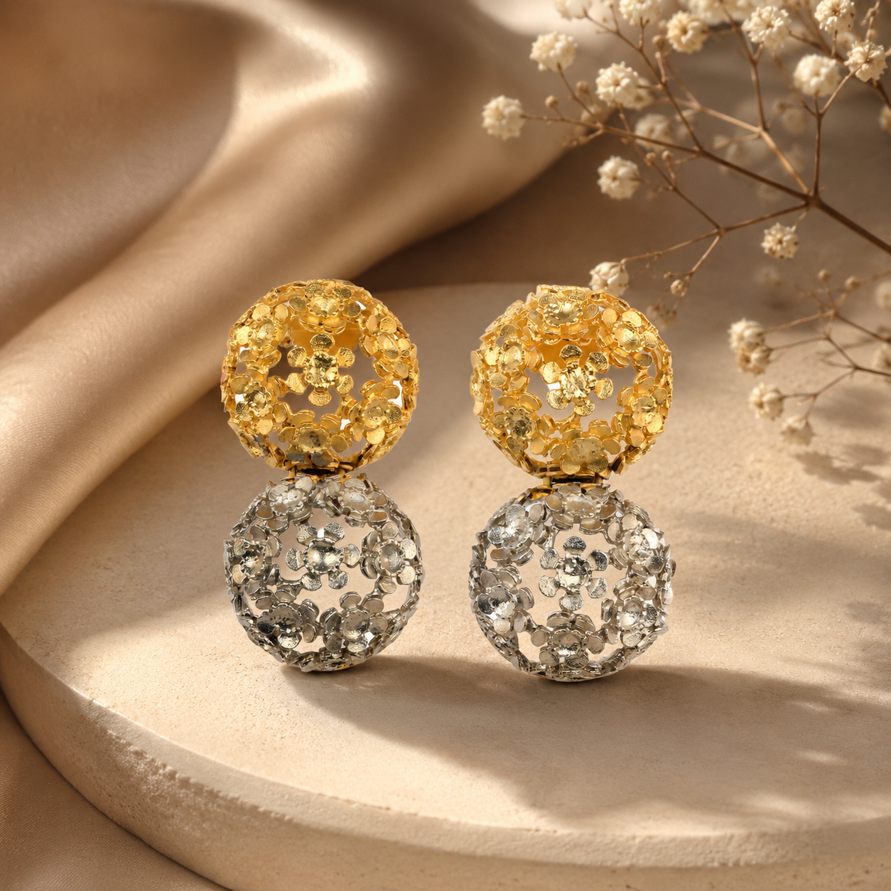 Gold Silver Sitara Earrings