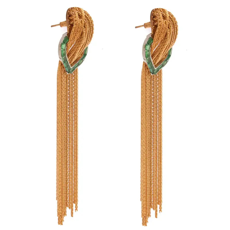Golden Cascade Green Earrings
