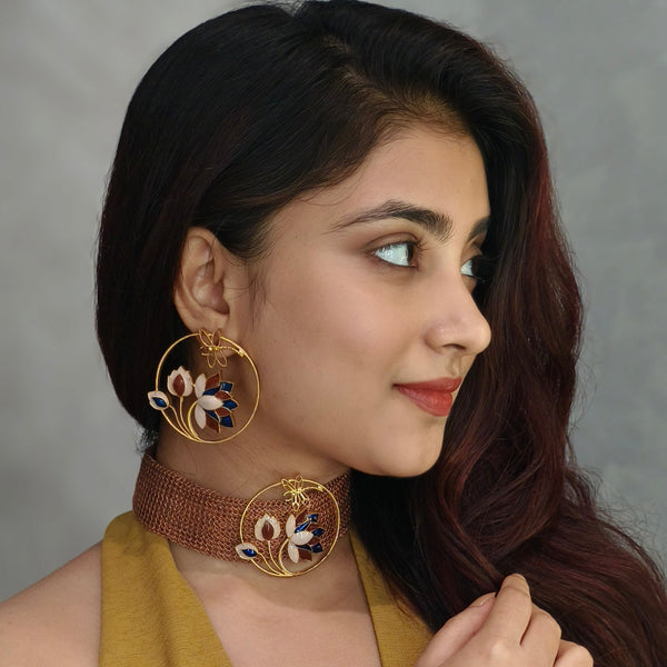 Artisinal Rustic Enameled Earrings