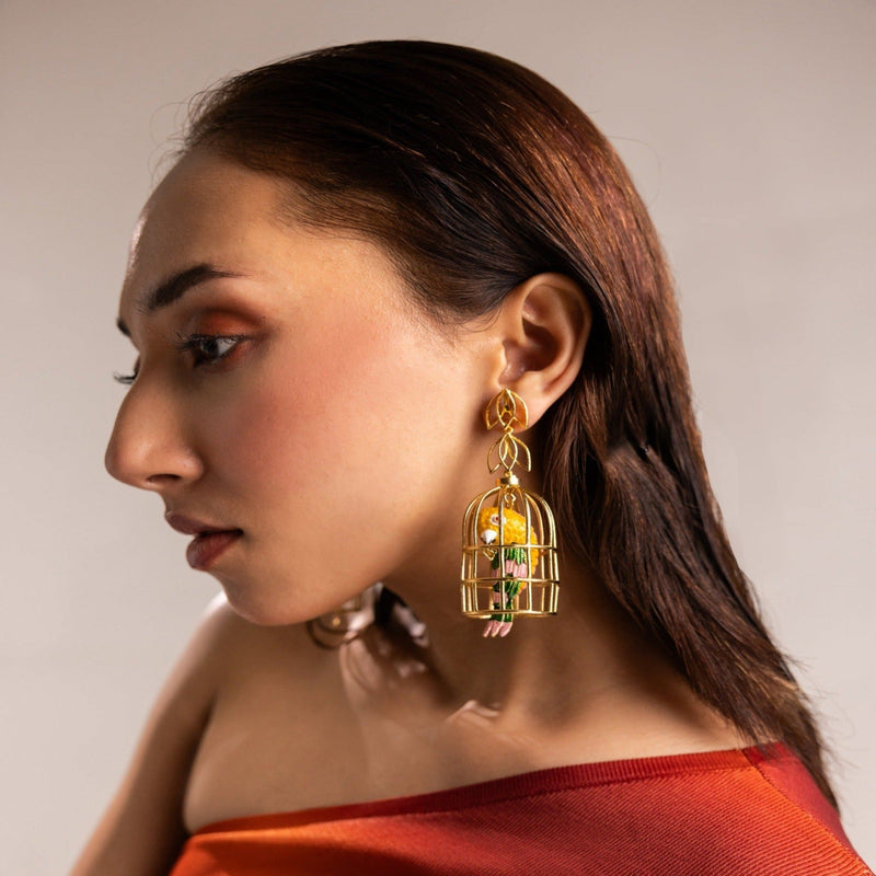 Caged Fantasies Gold Plated Earrings