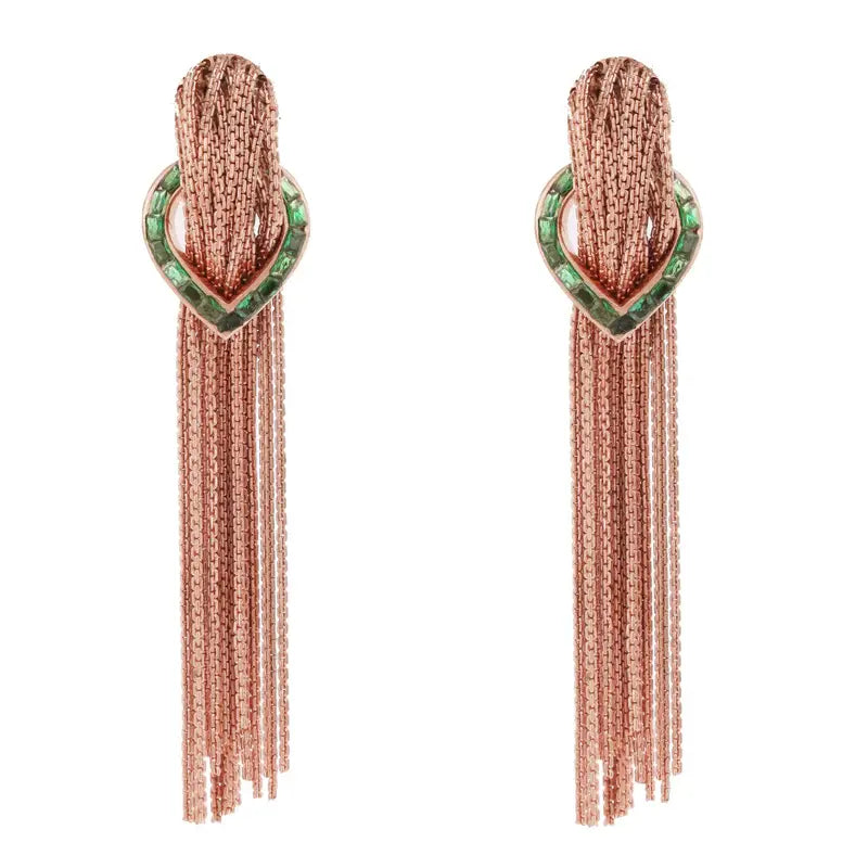 Rosegold Cascade Green Earrings