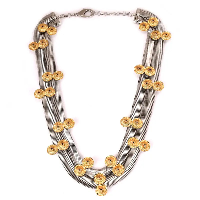 TROPIC AFFAIR SILVER AND GOLD NECKLACE