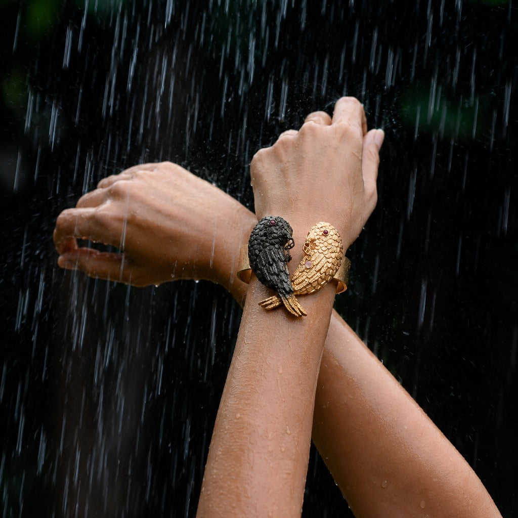 Black Love Gold Plated Bird Bracelet