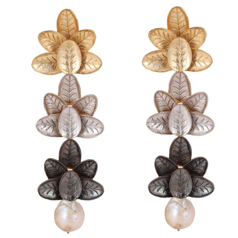 Three leaf Pearl Earring