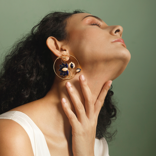 Ethereal Midnight Enameled Earrings