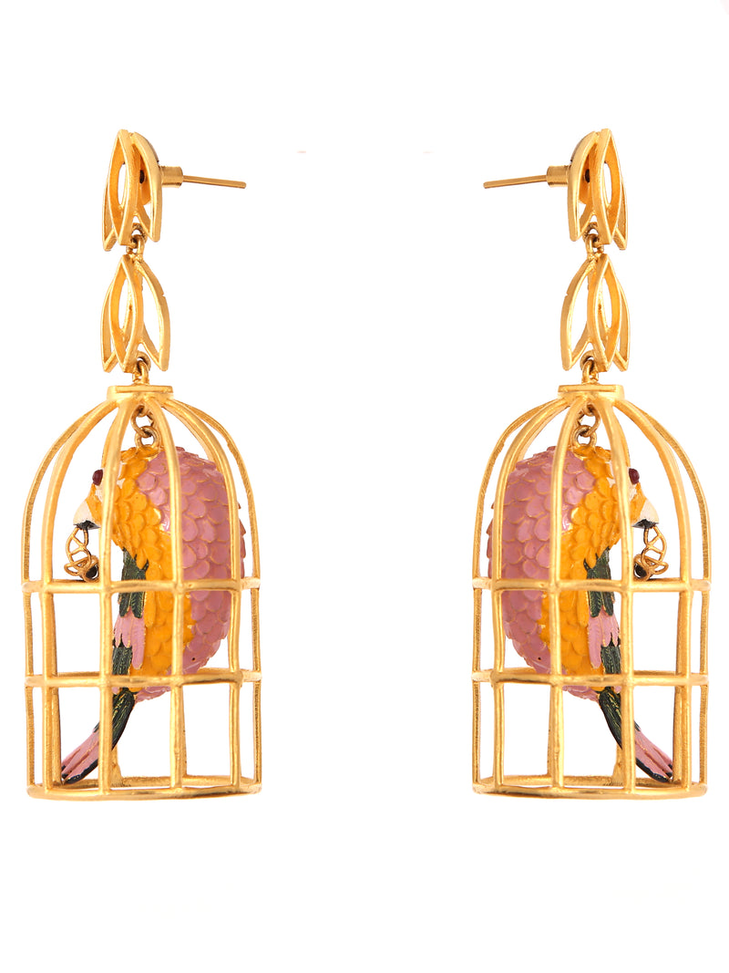 Caged Fantasies Gold Plated Earrings