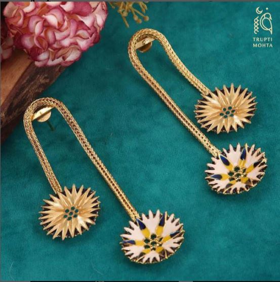 Twin flower Gold Plated Earring